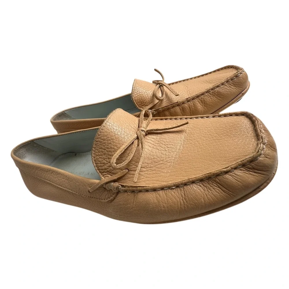 Antonio Melani Stockton Cocoa‎ Creme Leather Driving Loafers Sz 8 Preppy Comfort